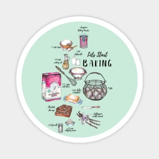 Let's Start baking - Kitchen Art. Magnet